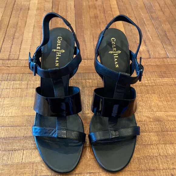 Cole Haan Leather and Patent Strappy Heel - Picture 1 of 6